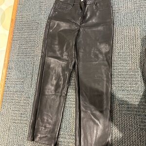 Wilfred Black Straight Leg Leather Pants